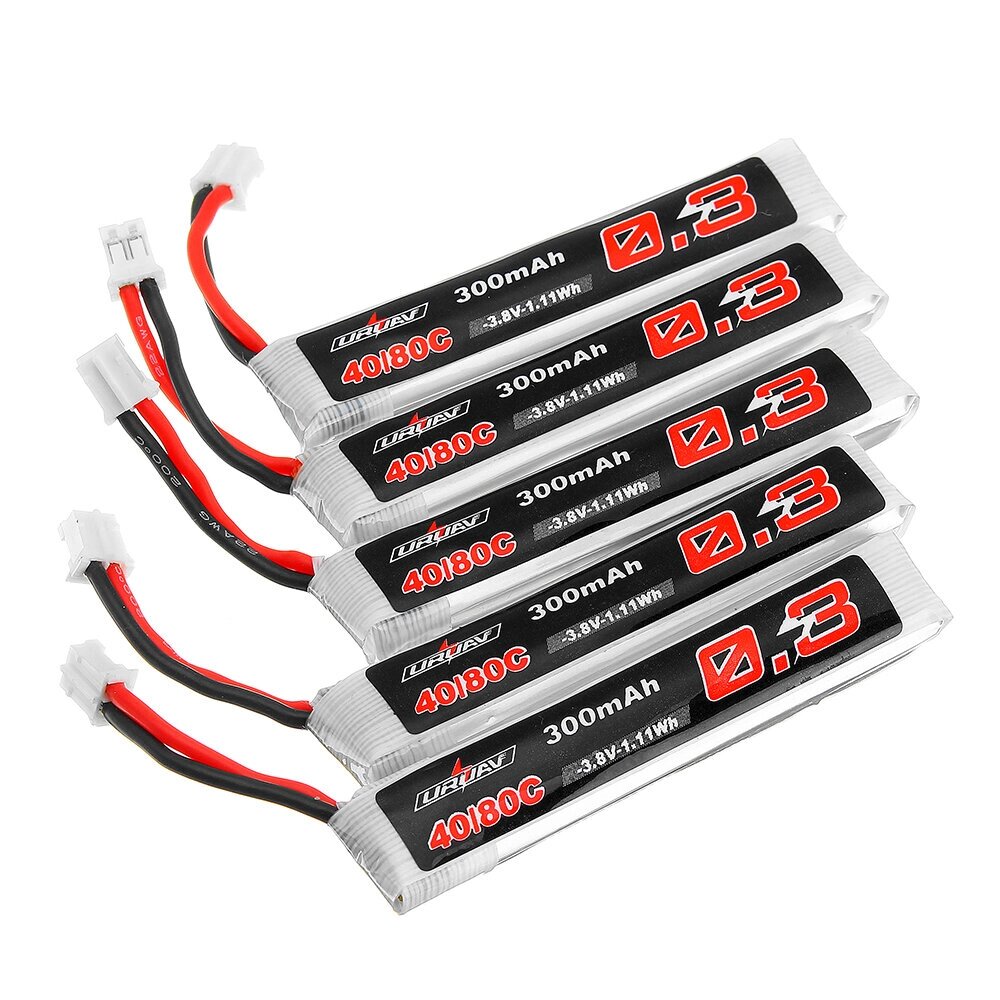 5Pcs URUAV 3.8V 300mAh 40 / 80C 1S HV 4.35V PH2.0 Lipo Батарея для Happymodel Mobula6 Eachine TRASHCAN Snapper6 7 Mobula - гарантия