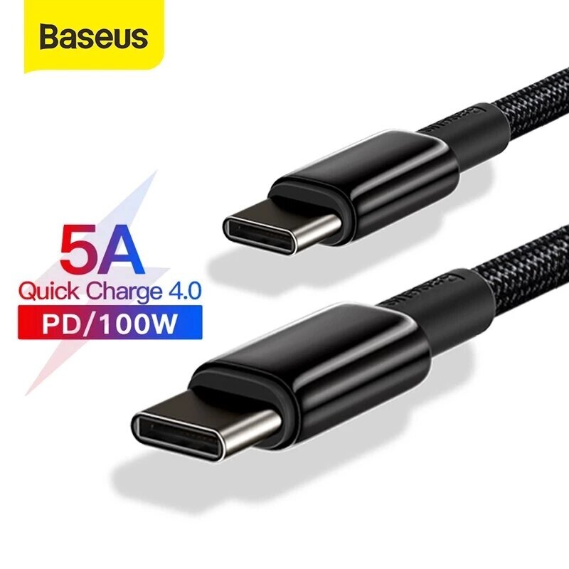 [2 упаковки] Baseus Кабель USB-C - USB-C PD3.0, 100 Вт, Подача питания QC4.0, Кабель для быстрой зарядки и передачи данн - интернет магазин