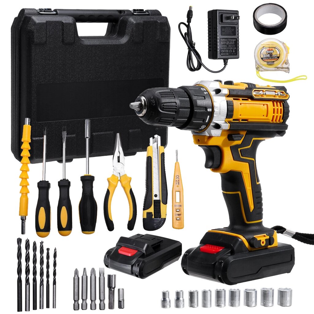 2000rpm 38Nm 21V Lithium Electric Impact Hammer Drill Wood Drilling Отвертка s with Батарея - заказать