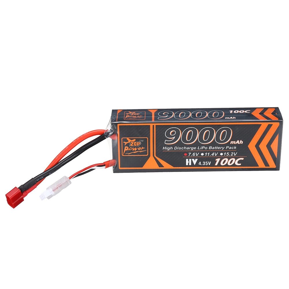 ZOP Power 7.6V 9000mAh 100C 2S LiPo Батарея T Deans Plug для RC Авто - описание