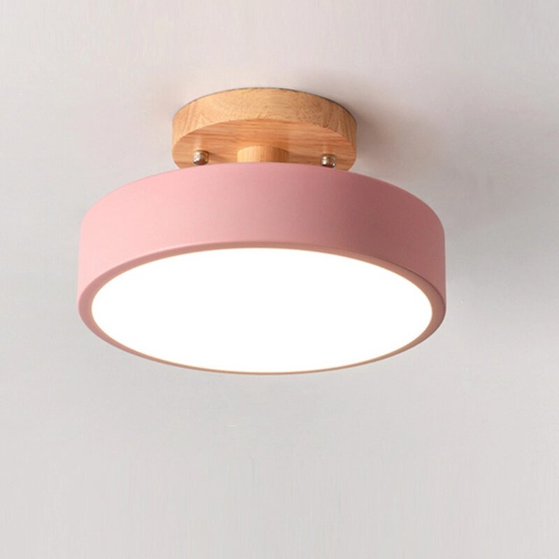 Nordic Ceiling Лампа Macaron Wooden LED Потолочный светильник Современный круглый металлический потолок Лампа Для украше - отзывы