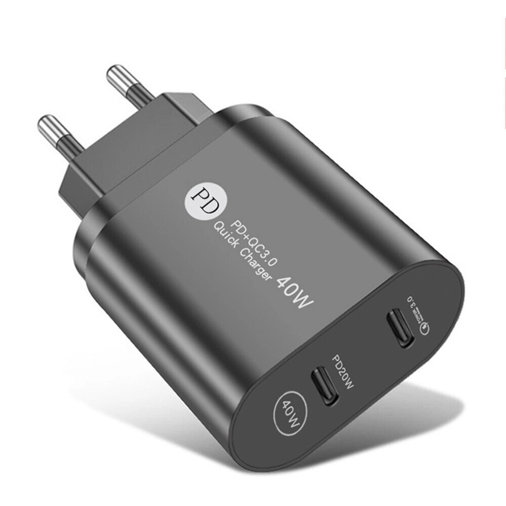 ПД40Вт 2-портовое зарядное устройство USB PD Dual 20W PD QC3.0 Адаптер настенного зарядного устройства с быстрой зарядко - интернет магазин