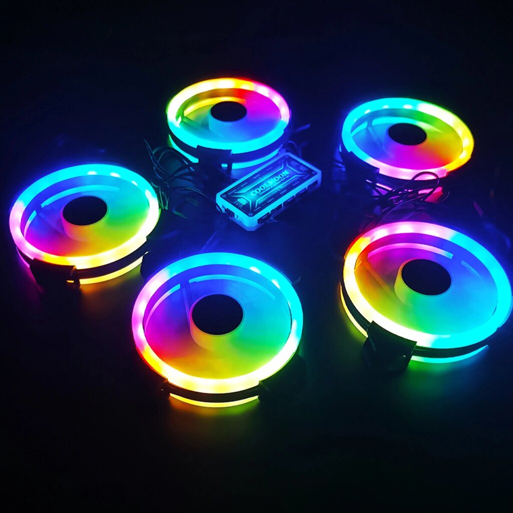 120-мм компьютерный кулер для ПК Вентилятор охлаждения RGB LED Многоцветный режим Тихий вентилятор корпуса с контроллеро - опт