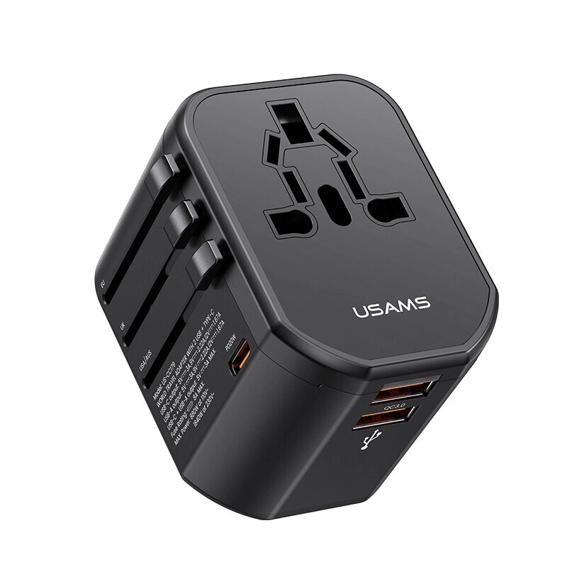 USAMS US-CC179 T59 20 Вт 3-портовое зарядное устройство USB PD USB-C PD + Dual USB-A QC Адаптер для быстрой зарядки наст - фото