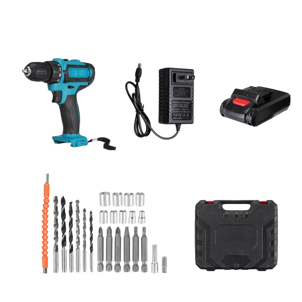 2000rpm 38Nm 21V Lithium Electric Impact Hammer Drill Wood Drilling Screwdrivers with Батарея - описание