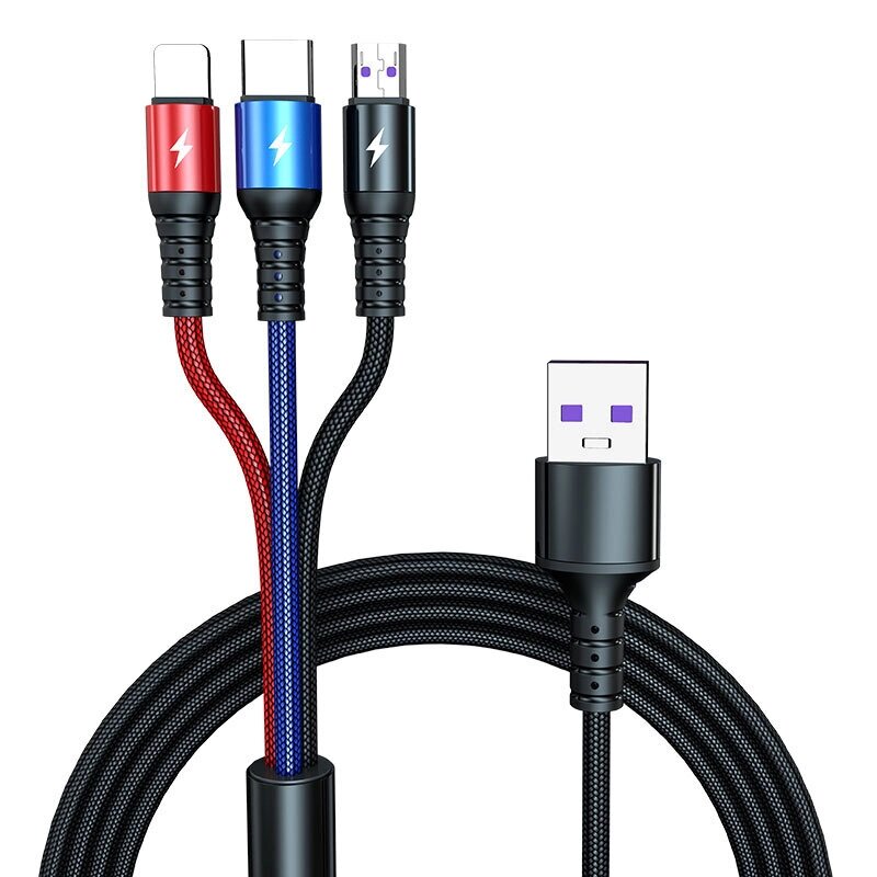 5A USB-A до IP/Type-C/MICRO USB -кабельная поддержка Huawei Super Fast Charge Vooc &amp; Dual Двигатель Flash Зарядка переда - распродажа