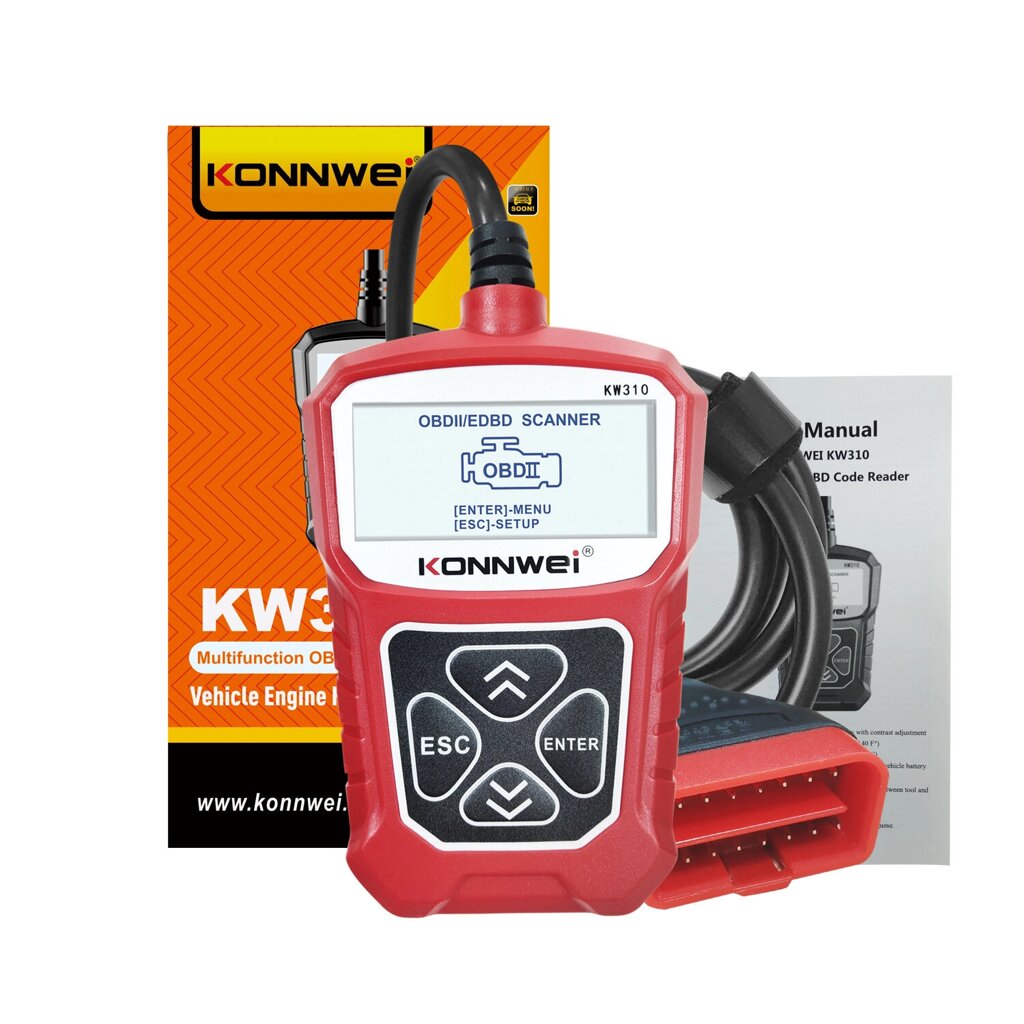 KONNWEI KW310 OBD2 Автомобильный диагностический сканер EOBD Scan Инструмент DTC Engine Code Reader Voltage Test Built-i - сравнение