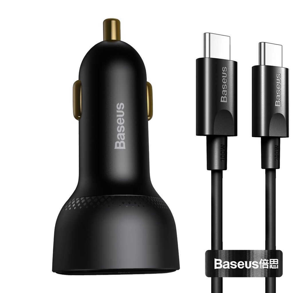 Baseus 100 Вт 2-портовый USB PD Авто Адаптер зарядного устройства 100 Вт USB-C PD QC4.0 30 Вт QC3.0 Поддержка AFC FCP SC - фото