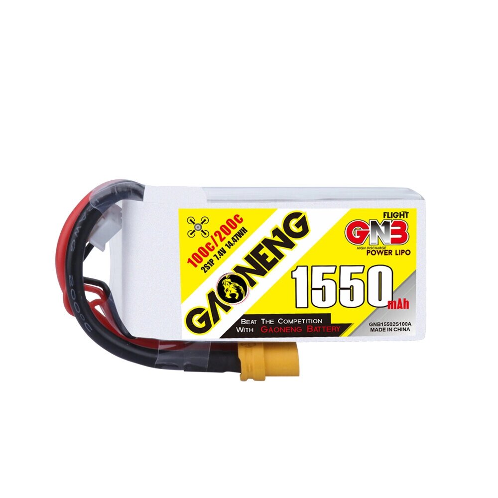 Gaoneng GNB 7.4V 1550mAh 100C 2S LiPo Батарея XT60 Штекер для RC Дрон - характеристики