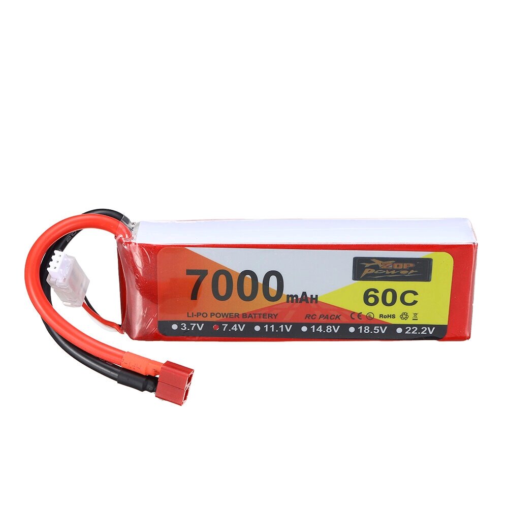 ZOP Power 7.4V 7000mAh 60C 2S LiPo Батарея T Deans Plug для RC Дрон - Армения