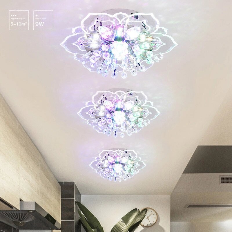 Modern Crystal LED Потолочный светильник Кулон Лампа Освещение Люстра 9W Новый - акции