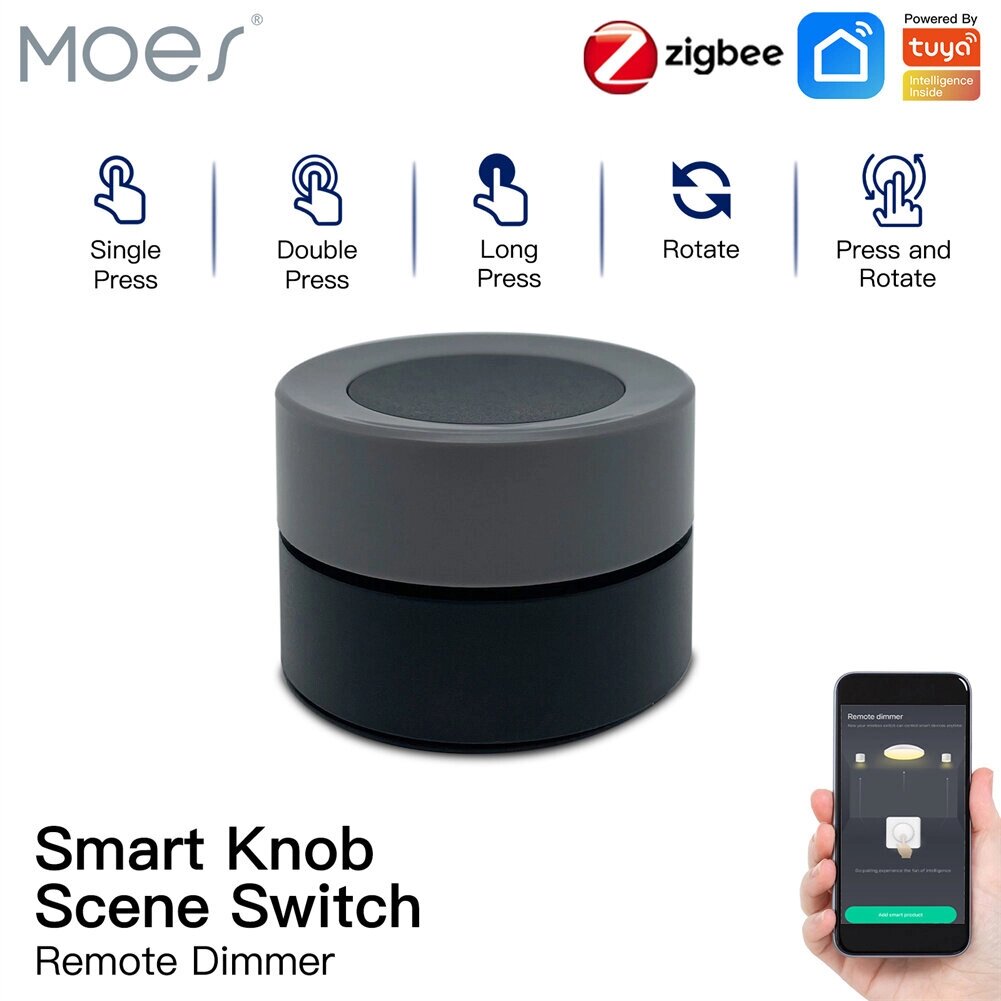 MOES Tuya Zig. Be Smart Knob Switch Wireless Scene Button Controller Батарея Powered Automation Scenario Smart Life App - Bangoo