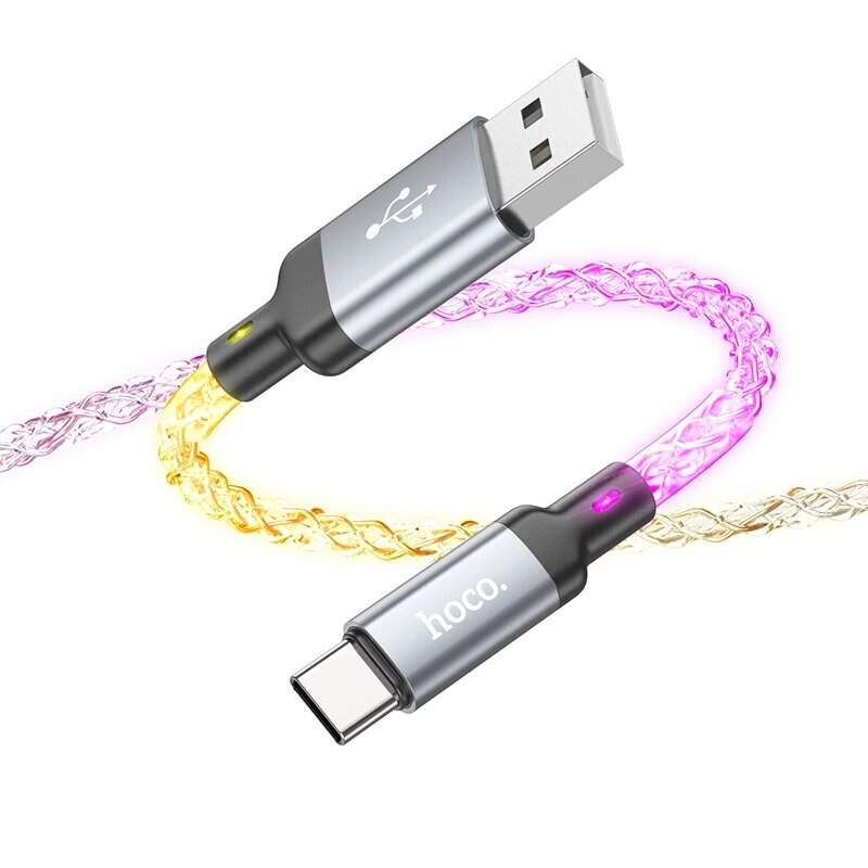 НОСО U112 3A USB-A to Тип-c Cable Soft Цвет ful Светодиодные лампы Shine Fast Charging Data Cable Data Transmission Thick - отзывы