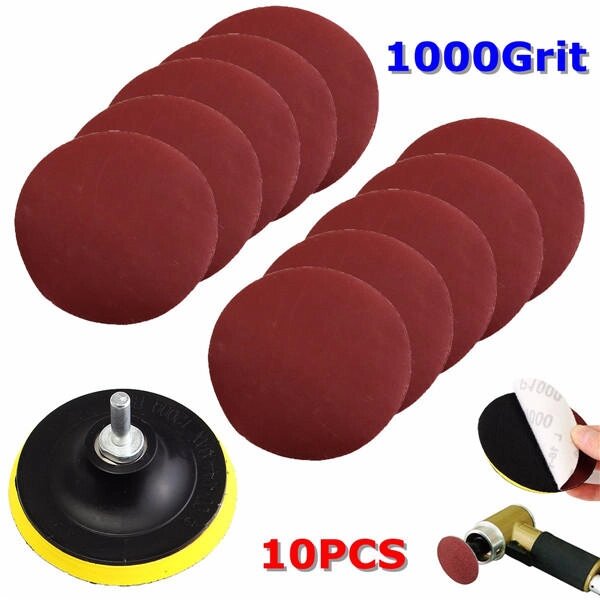 10pcs 4 Inch 1000 зернистость Sandpaper with Backer Pad and Drill Adapter - сравнение