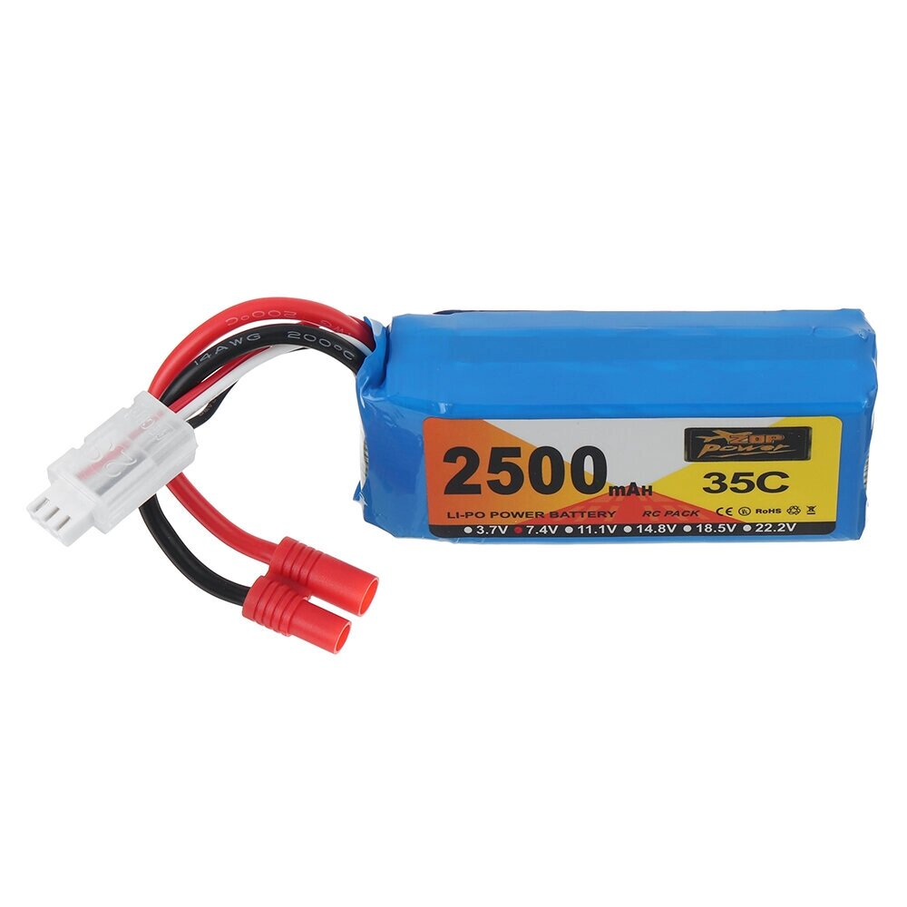 ZOP Power 7,4 В 2500 мАч 35C 2S LiPo Батарея 3,5 Banana Plug для RC Авто - Армения