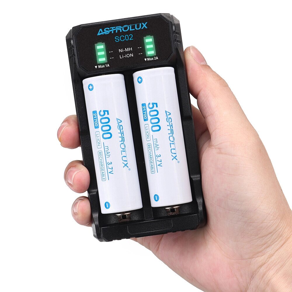 Astrolux SC02 type-C QC 3.0 quick charge USB батарея зарядное устройство два слота для li-ion / IMR / INR / ICR ni-MH N - характеристики