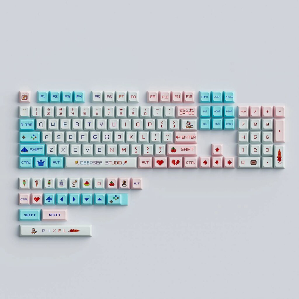 125 клавиш Pixel Game PBT Keycap Set XDA Profile Sublimation Японские пользовательские колпачки для Механический клавиат - интернет магазин