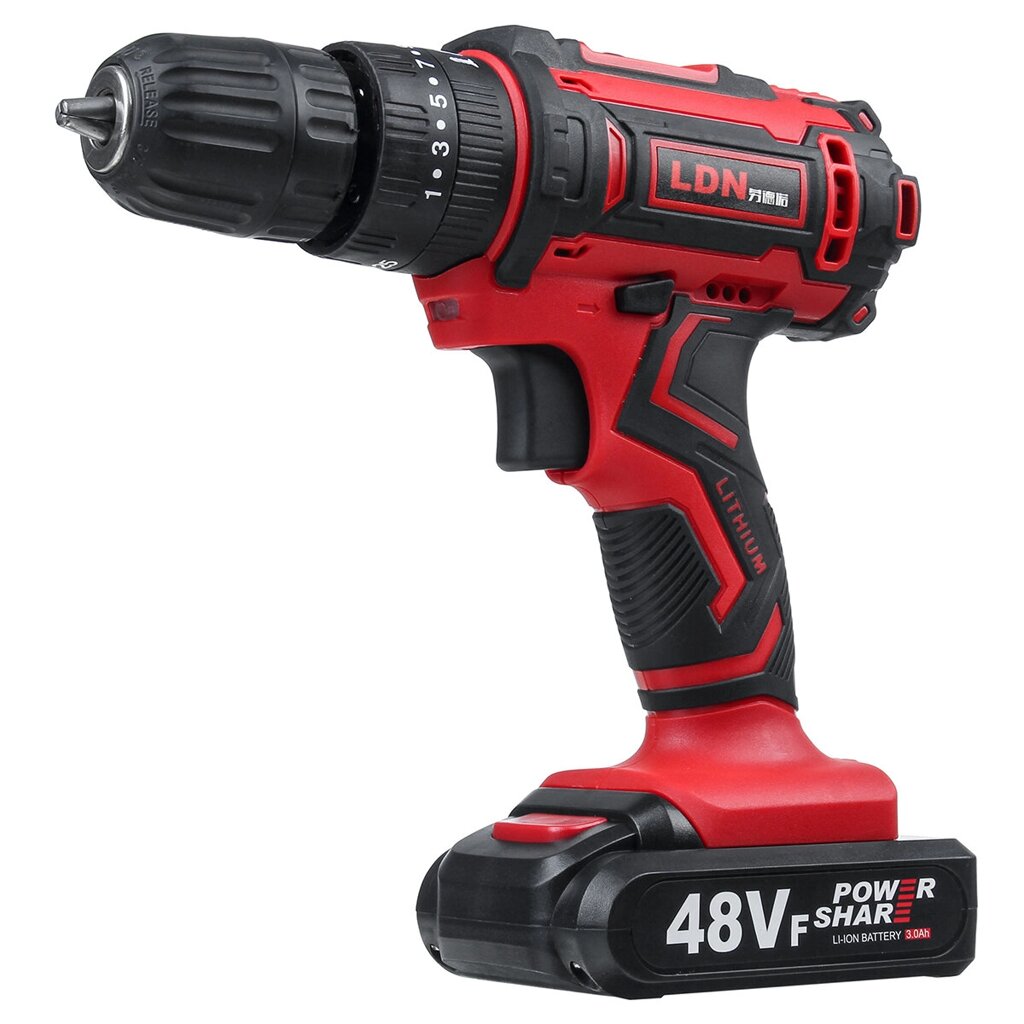 48VF Cordless Electric Воздействие Дрель Rechargeable Drill Screwdriver W/ 1 or 2 Li-ion Battery - сравнение