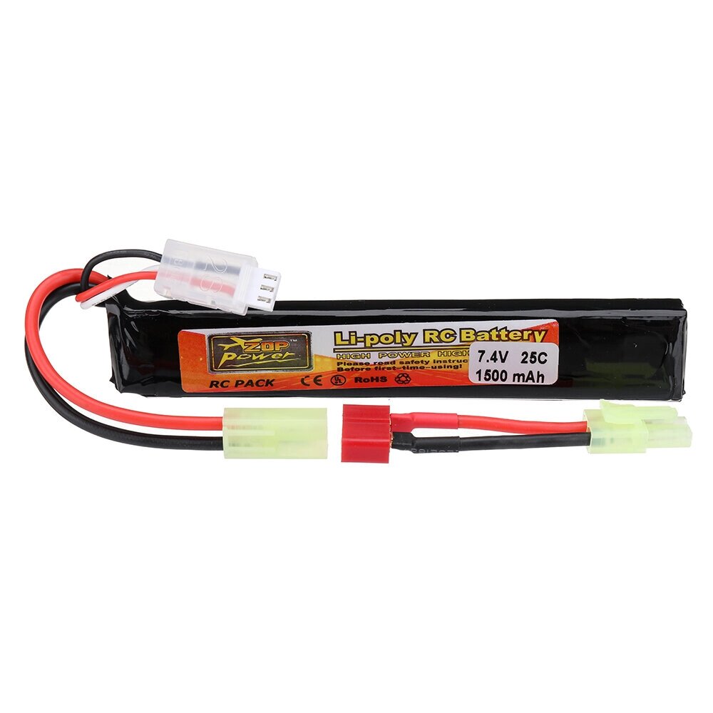 ZOP Power 7,4 В 1500 мАч 25C 2S LiPo Батарея Штекер Tamiya с T Plug Переходным кабелем для RC Авто - выбрать