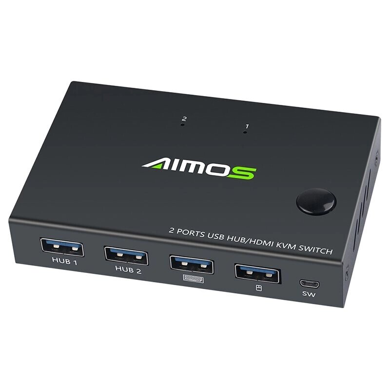 AIMOS USB HDMI KVM-переключатель Коробка Видеопереключатель Дисплей Разветвитель 4K KVM-переключатель для 2 ПК Общий пер - розница