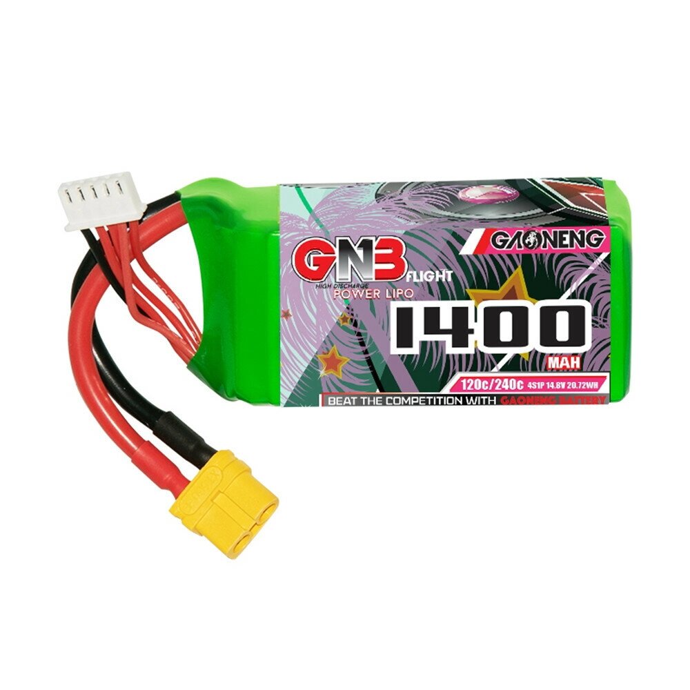 Gaoneng GNB 14,8 в 1400 мач 120C 4S lipo батарея T/XT60/XT90/EC5 разъем для FPV racing дрон - сравнение