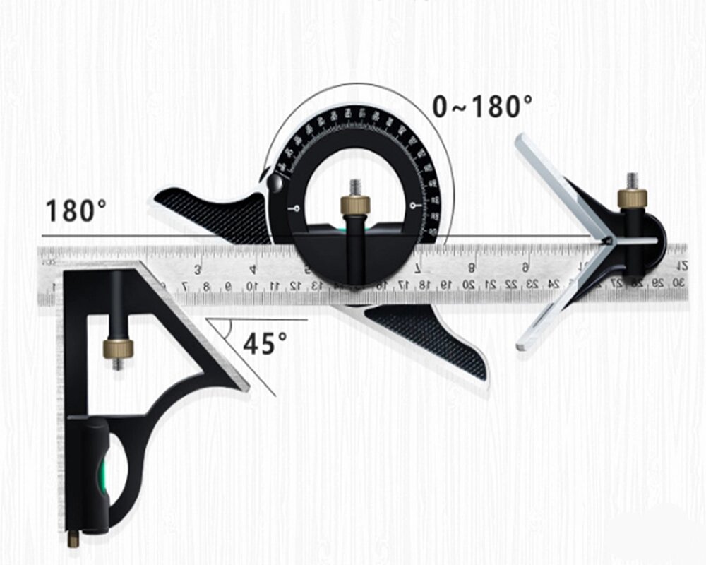 Регулируемая линейка, мультикомбинированная, 300 мм, квадратная угловая линейка, измерительный набор, универсальная лине - интернет магазин