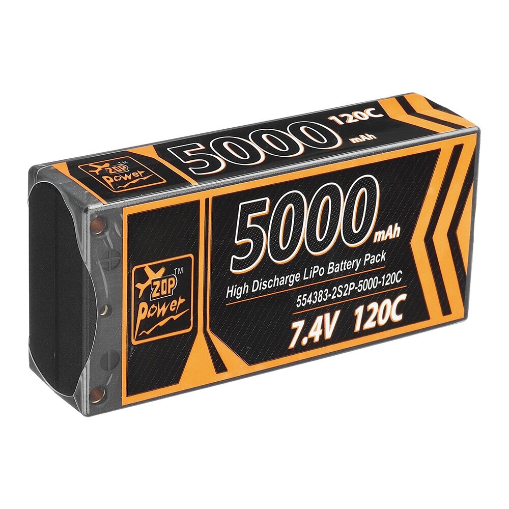 ZOP Power 7,4 В 5000 мАч 120C 2S Lipo Батарея T Deans Plug Hard Чехол для RC Авто - фото