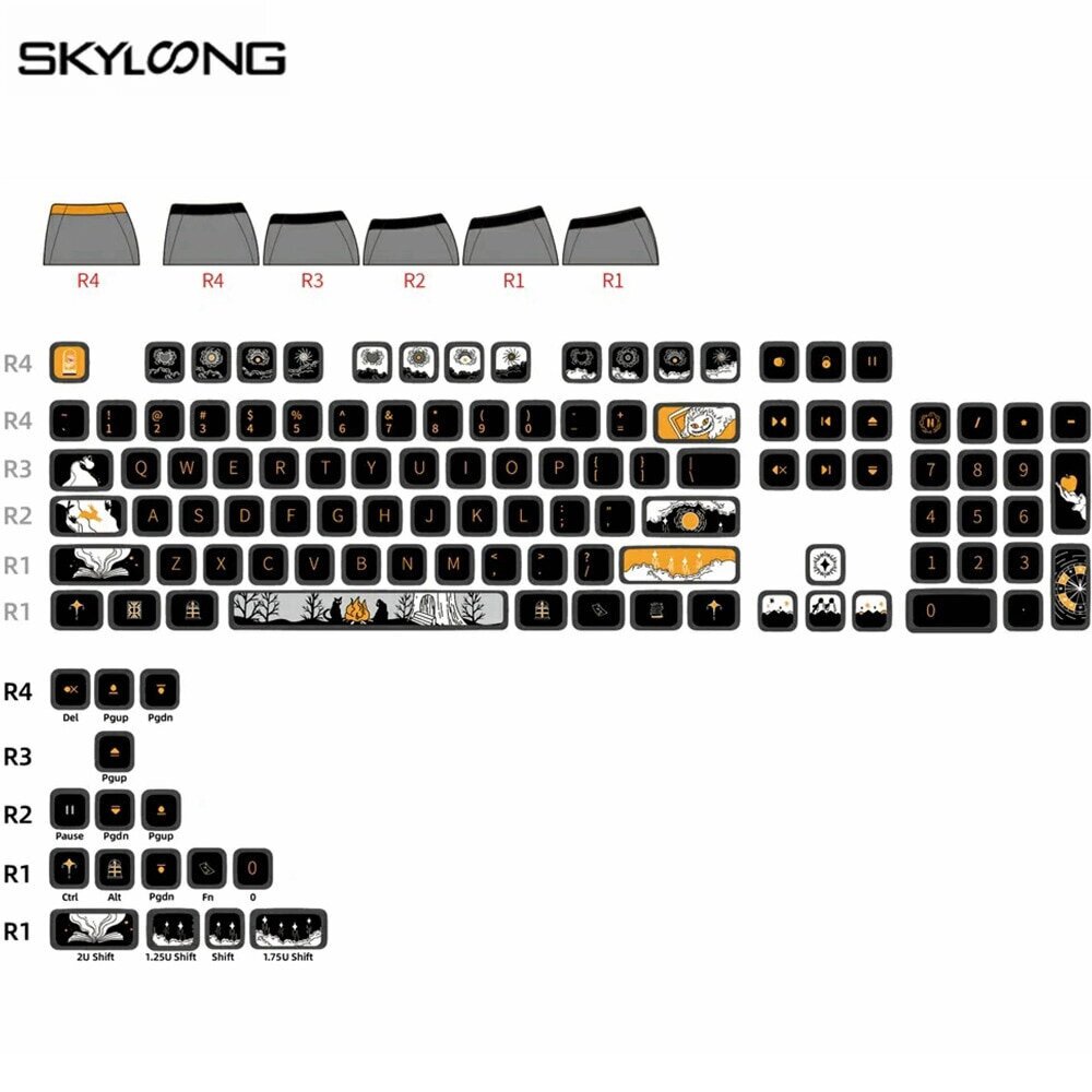 SKYLOONG ГК7, 120 шт. Механический Клавиатура, колпачки для ключей, набор, темная сказочная тема, колпачок для пудинга - характеристики