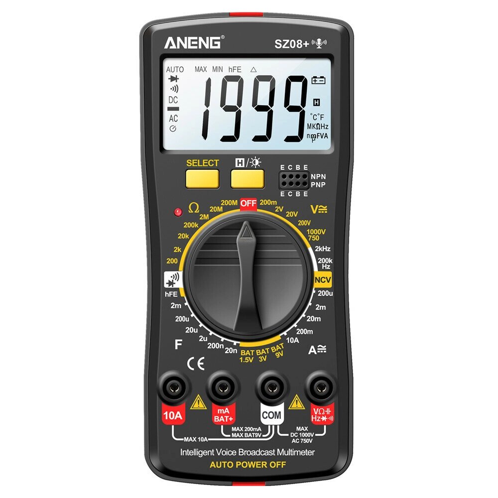 ANENG SZ08 Digital Мультиметр Ultra-thin Storage Professional Multimetro Auto Voltmeter AC DC 220V Сопротивление Handhol - доставка