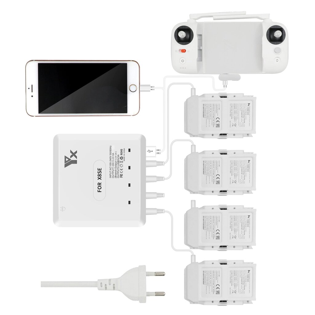 YX 6-в-1 Multi Charging Hub Intelligent Батарея Дистанционное Управление Многозарядное 6-стороннее зарядное устройство д - Аштарак