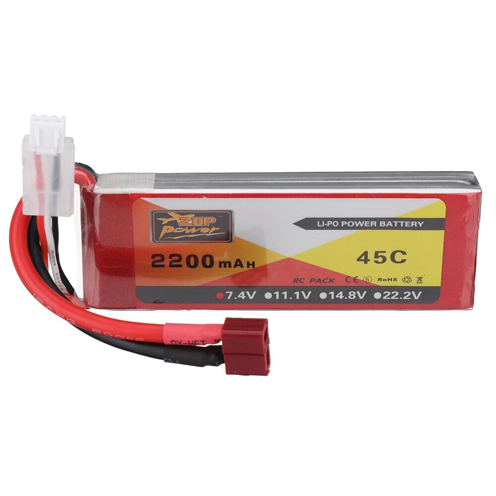 ZOP power 7,4 в 2200 мач 45C 2S lipo батарея T plug для RC авто - доставка