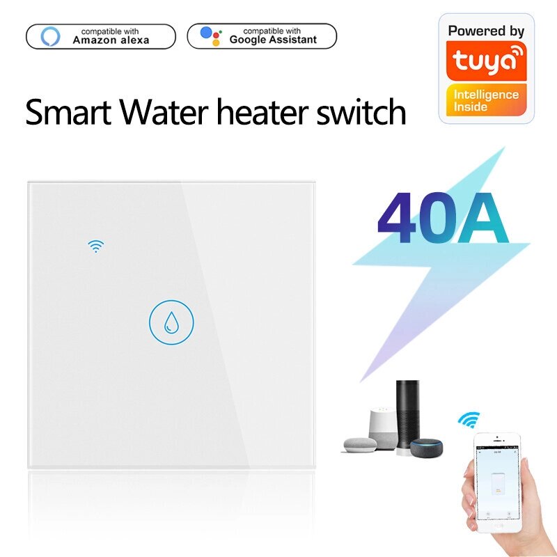 Tuya WiFi Smart Water Нагреватель Переключатель 40A EU Plug Induction Touch APP Дистанционное Управление Голосовой тайме - преимущества