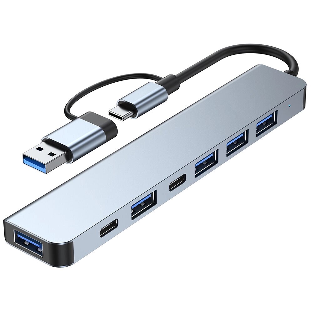 Док-станция 7 в 1 Type-C с USB-адаптером USB2.0 * 4 USB3.0 USB-C Data PD5W USB-C Многопортовый концентратор-разветвитель - наличие