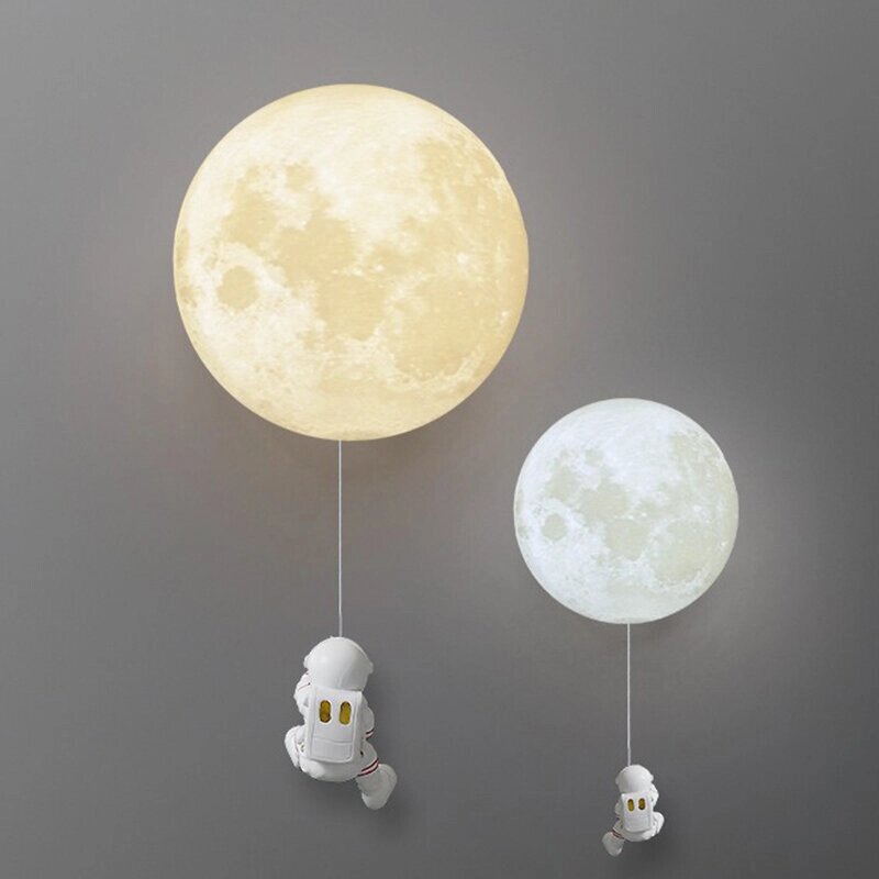 Детская комната Moon Wall Лампа Modern Minimalist Creative Astronaut Full Медь Cartoon Boy Bedroom Bedside Background Wa - заказать