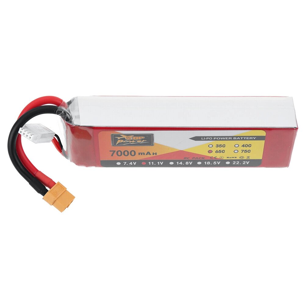 ZOP POWER 11,1 В 7000 мАч 65C 3S LiPo Батарея T Deans Plug с переходником XT60 для RC Дрон - акции