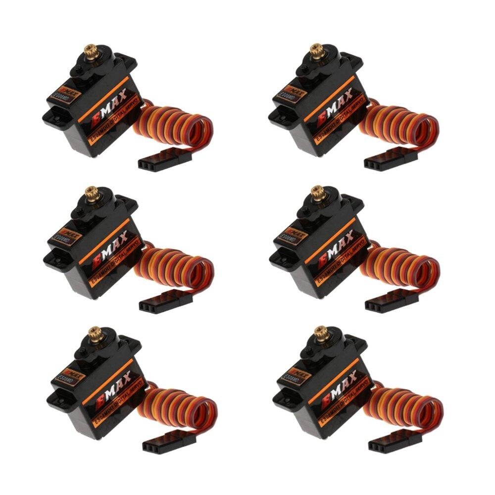 6PCS Emax ES08MDII Metal Digital Micro Сервопривод для RC-самолета - обзор