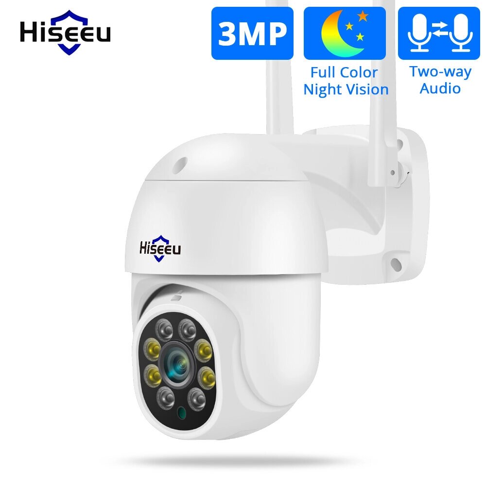 Hiseeu WHD303 3MP WIFI На открытом воздухе камера 1536p 5-кратный цифровой зум PTZ IP-аудио камера P2P OnVIF CCTV Монито - сравнение