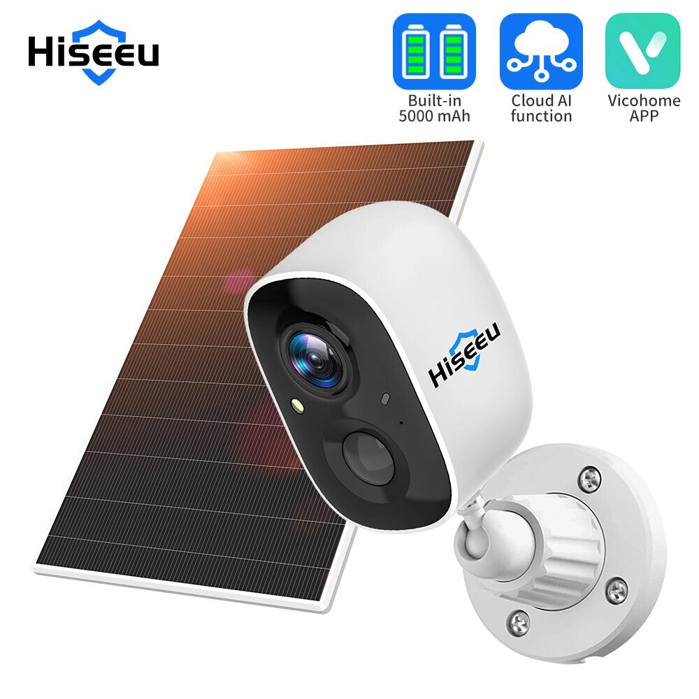 Hiseeu CG6 Outdoor WiFi Солнечная камера 3-мегапиксельная беспроводная система ночного видения PIR Обнаружение телефона - Bangoo