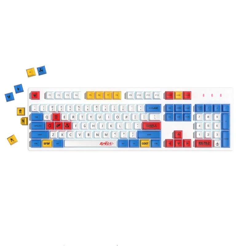 125 ключей Gundam PBT Keycap Set XDA Profile Sublimation Japanese Custom Keycaps для клавиатур Механический - фото