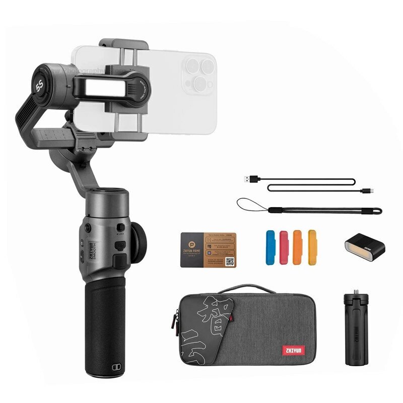 ZHIYUN Smooth 5S Смартфон Gimbals 3-осевой ручной стабилизатор для iPhone 14 Pro Max/iPhone 13/Xiaomi/VS DJI OM 6/OM5 - преимущества