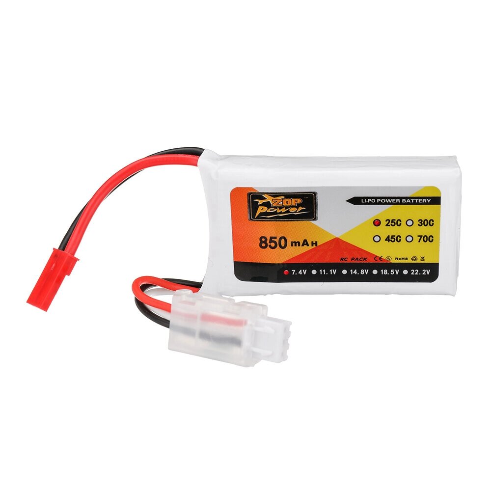 ZOP power 7.4V 850mah 25C 2S lipo батарея разъем JST для RC дрон - розница