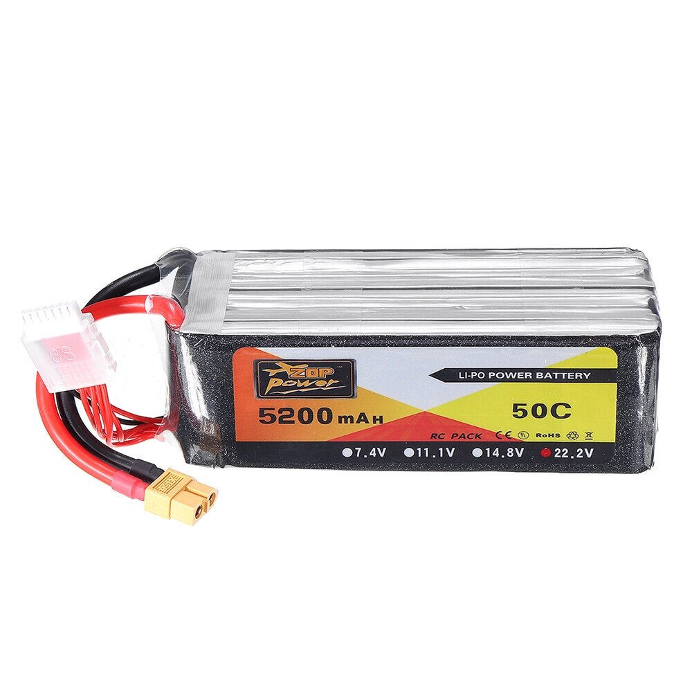 ZOP POWER 22.2V 5200mAh 50C 6S Lipo Батарея с разъемом XT60 для моделей RC - наличие