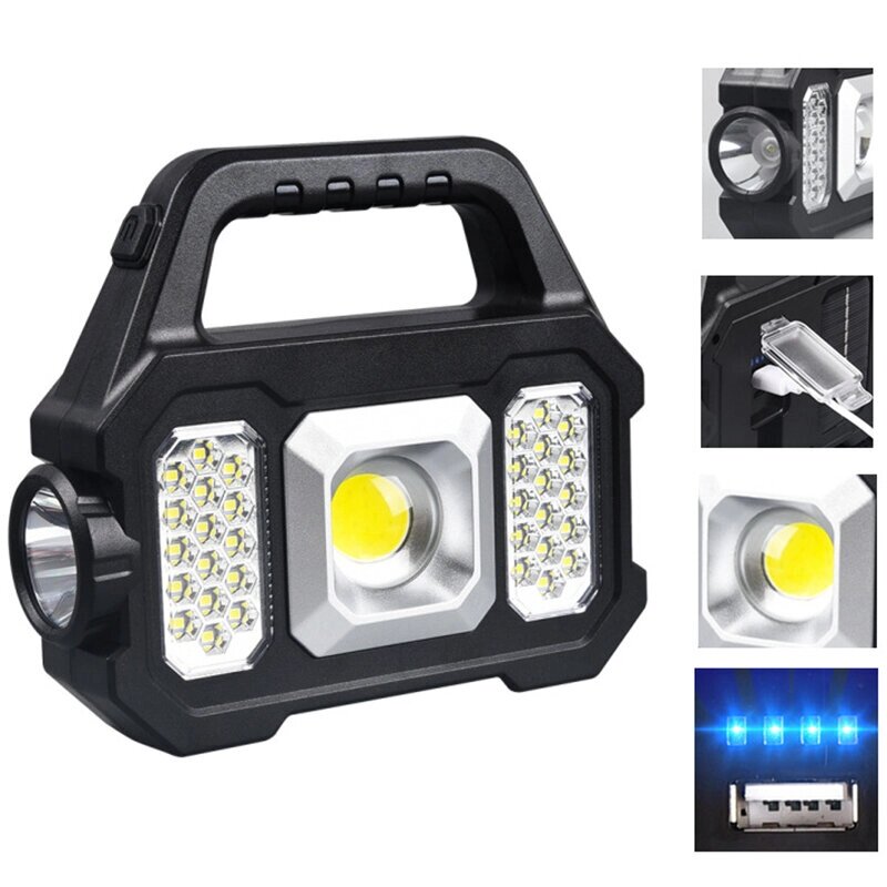 LED+COB/SMD Portable Strong Кемпинг Свет USB-зарядка LED солнечный Ручной фонарик Многофункциональный источник питания Д - розница