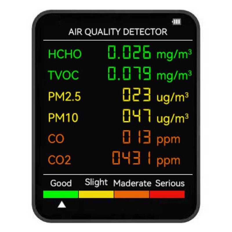 6 в 1 PM2.5 PM10 HCHO TVOC CO CO2 Монитор Многофункциональный тестер качества воздуха для домашнего офиса отеля - отзывы