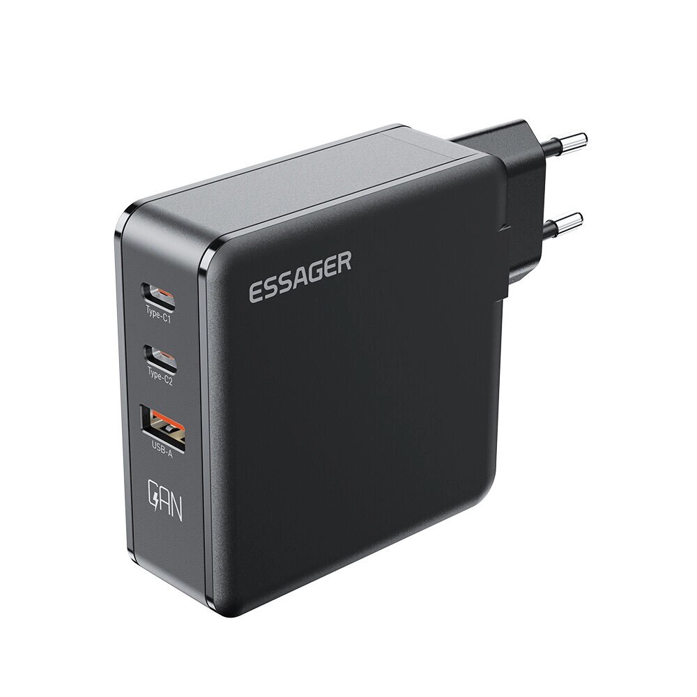 [Gan tech] essager 3-портовое зарядное устройство USB PD, 140 вт, два порта USB-C+USB-A QC2.0/3.0/4.0 PD2.0/3.0/3.1 FCP - наличие