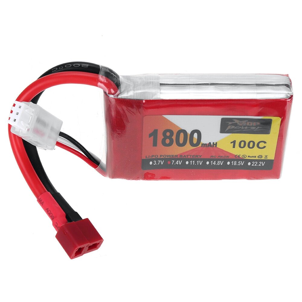 ZOP Power 7.4V 1800mAh 100C 2S LiPo Батарея T Deans Plug для RC Авто - особенности