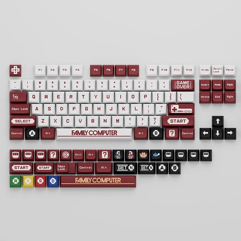 134 клавиши Red and White Game Machine PBT Keycap Set XDA Profile Sublimation Keycaps для 61/87/96/98/104/108 Механическ - отзывы