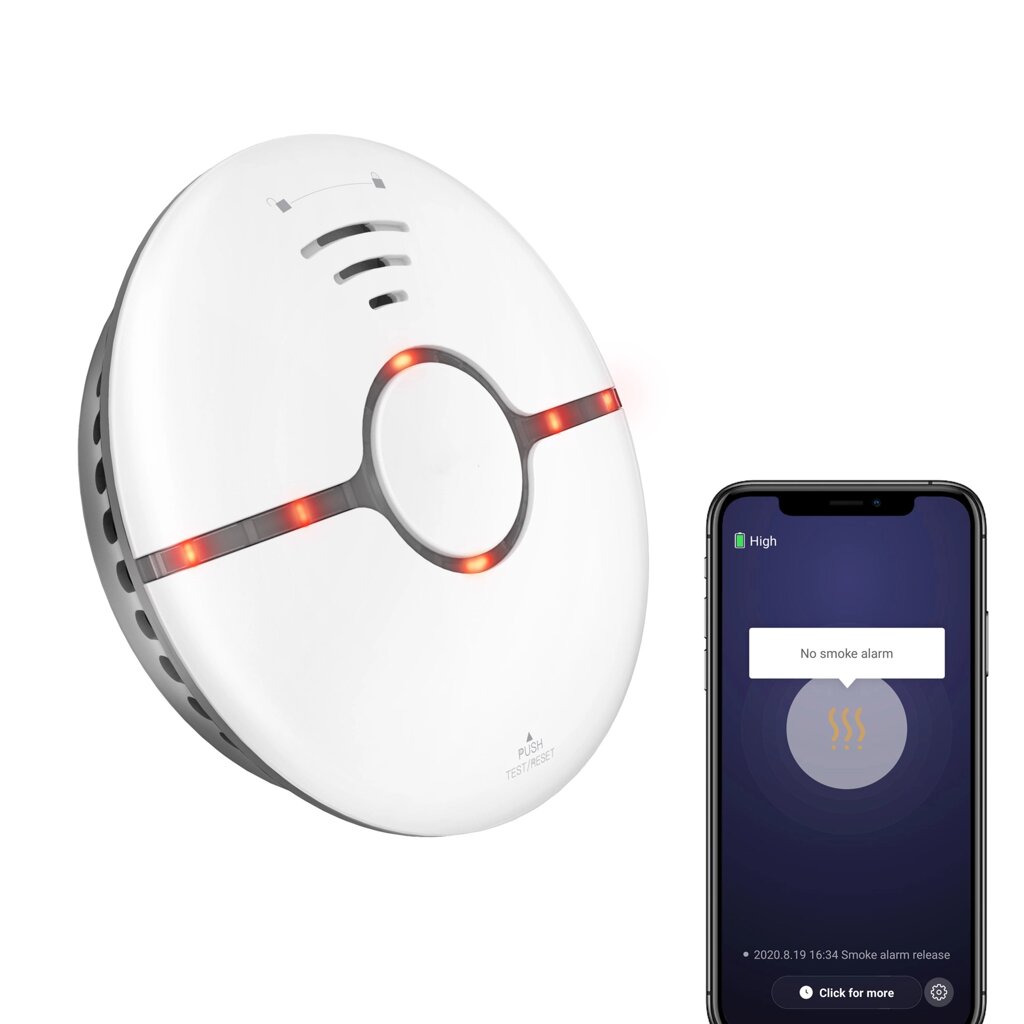 Tuya WiFi Smoke Wireless Smart Fire Smoke Alarm с функцией автоматической самопроверки Приложение Дистанционный Alarm - характеристики