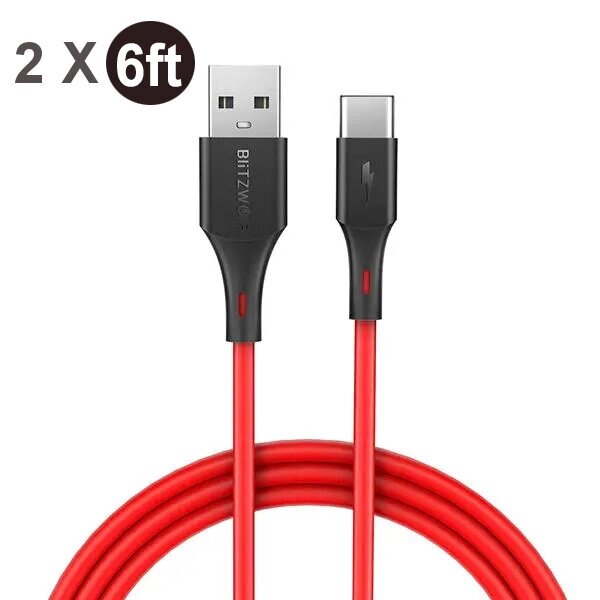 [2 шт. Blitz. Wolf BW-TC15 3A QC3.0 Кабель для быстрой зарядки USB Type-C Шнур для быстрой зарядки и передачи данных, дл - наличие