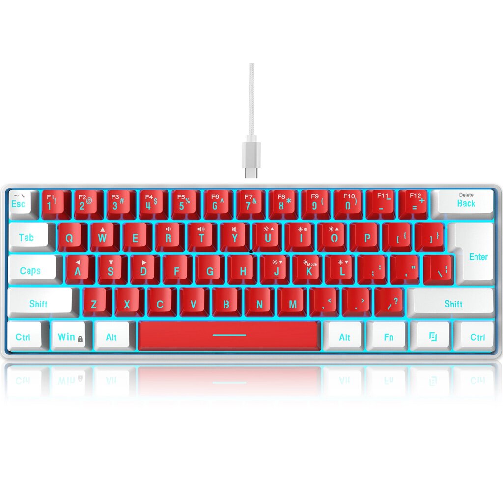 HXSJ 61key Мини игровая клавиатура ISO Layout. RGB Подсветка ABS Материал USB Проводная мембранная клавиатура для WIN - опт